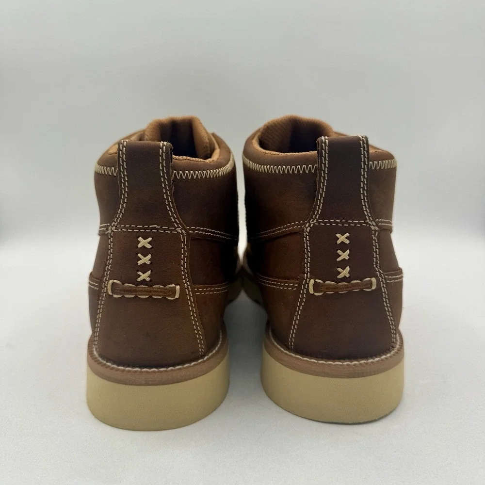 Twisted X Woven Wedge Moc Boots Men's Size 8 W Wide Brown Oiled Saddle Leather